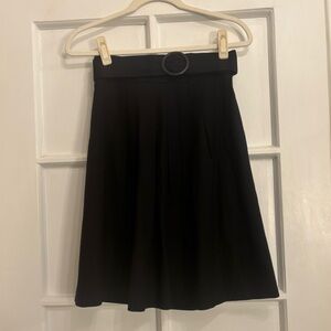 Vintage Talbots Black Wool Pleated Skirt with Belt